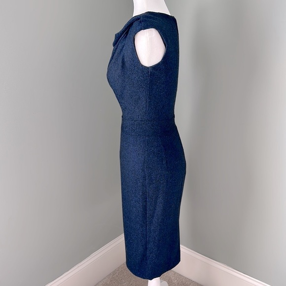 EUC - AXARA Paris sleeveless dark blue fine tweed midi dress. - Picture 4 of 14
